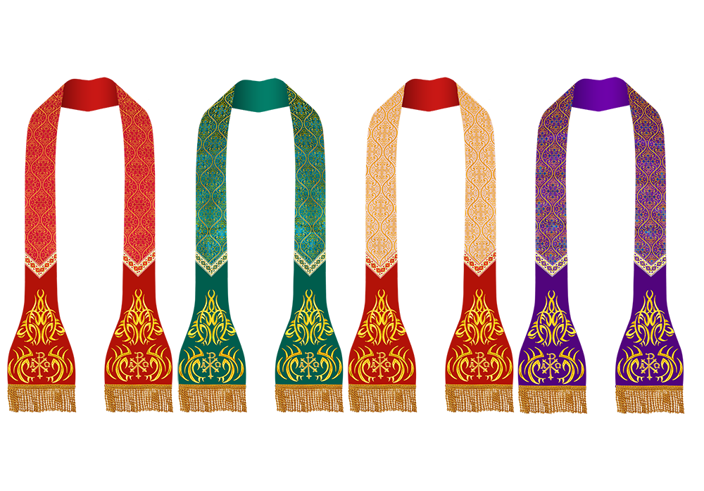 Set of Four Liturgical Roman Stole with Trims
