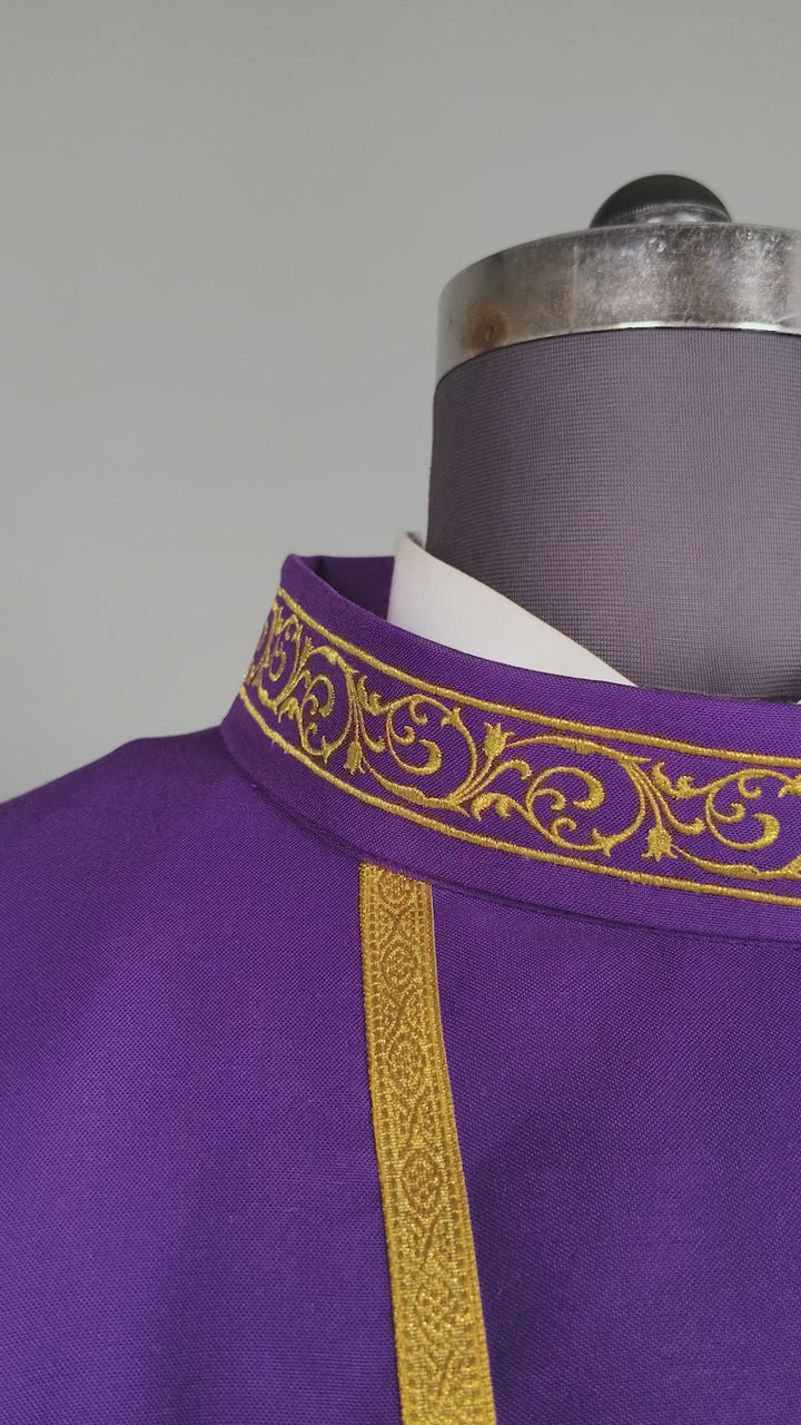 Liturgical Advent Chasuble Depicting Expectant Mary with Stars