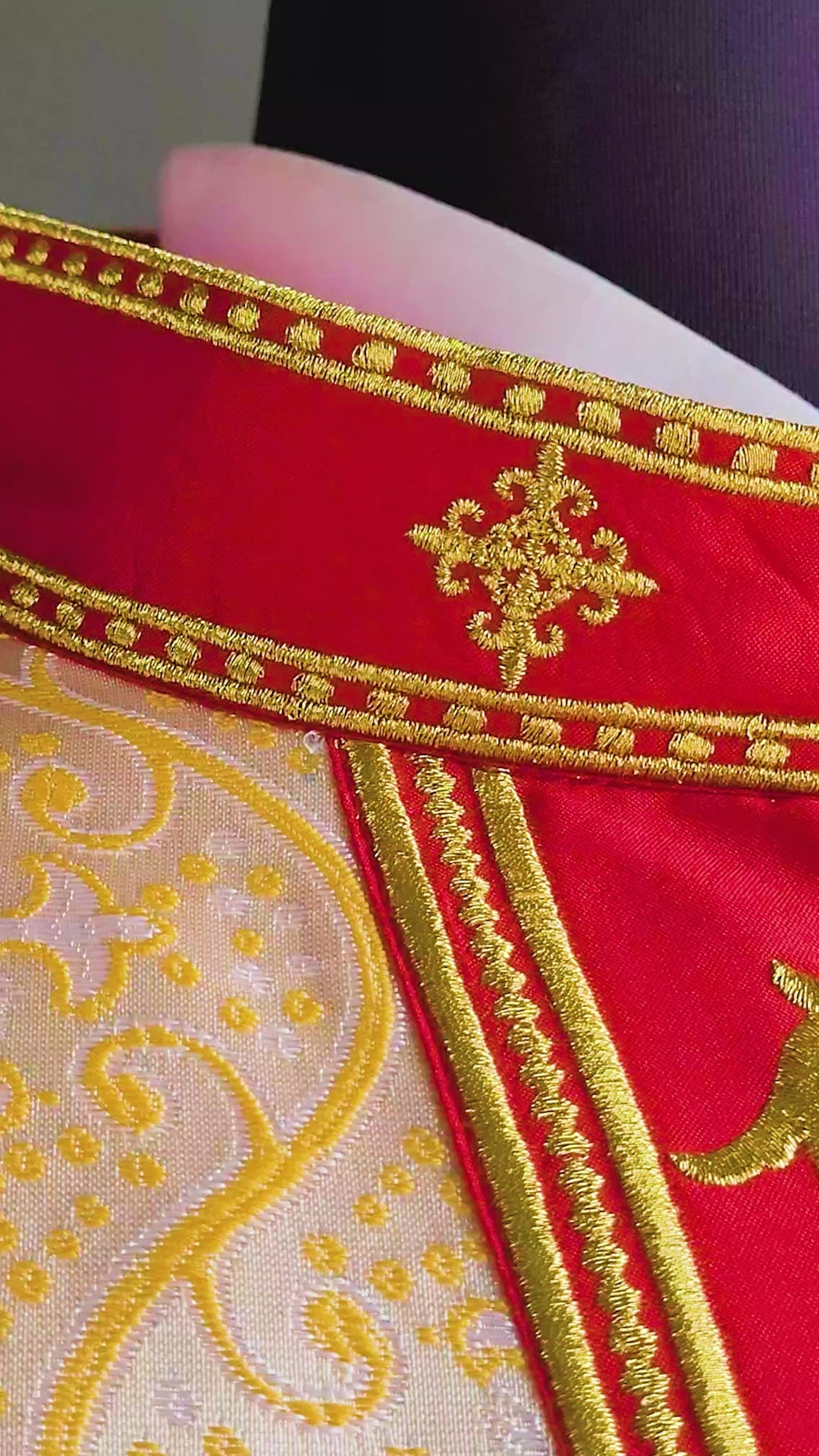Liturgical Chasuble with Intricate Embroidery of Jesus and the Lamb