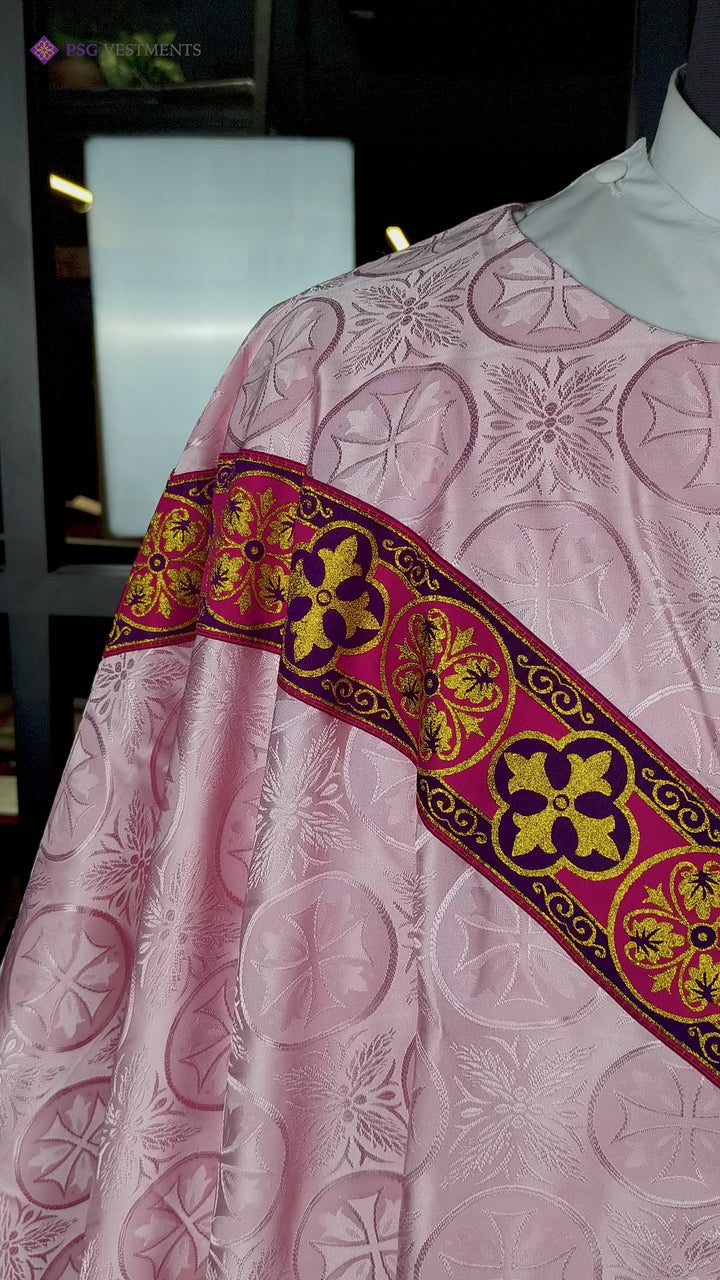 Gothic Chasuble Vestment with Spiritual Motif and Ornate Lace