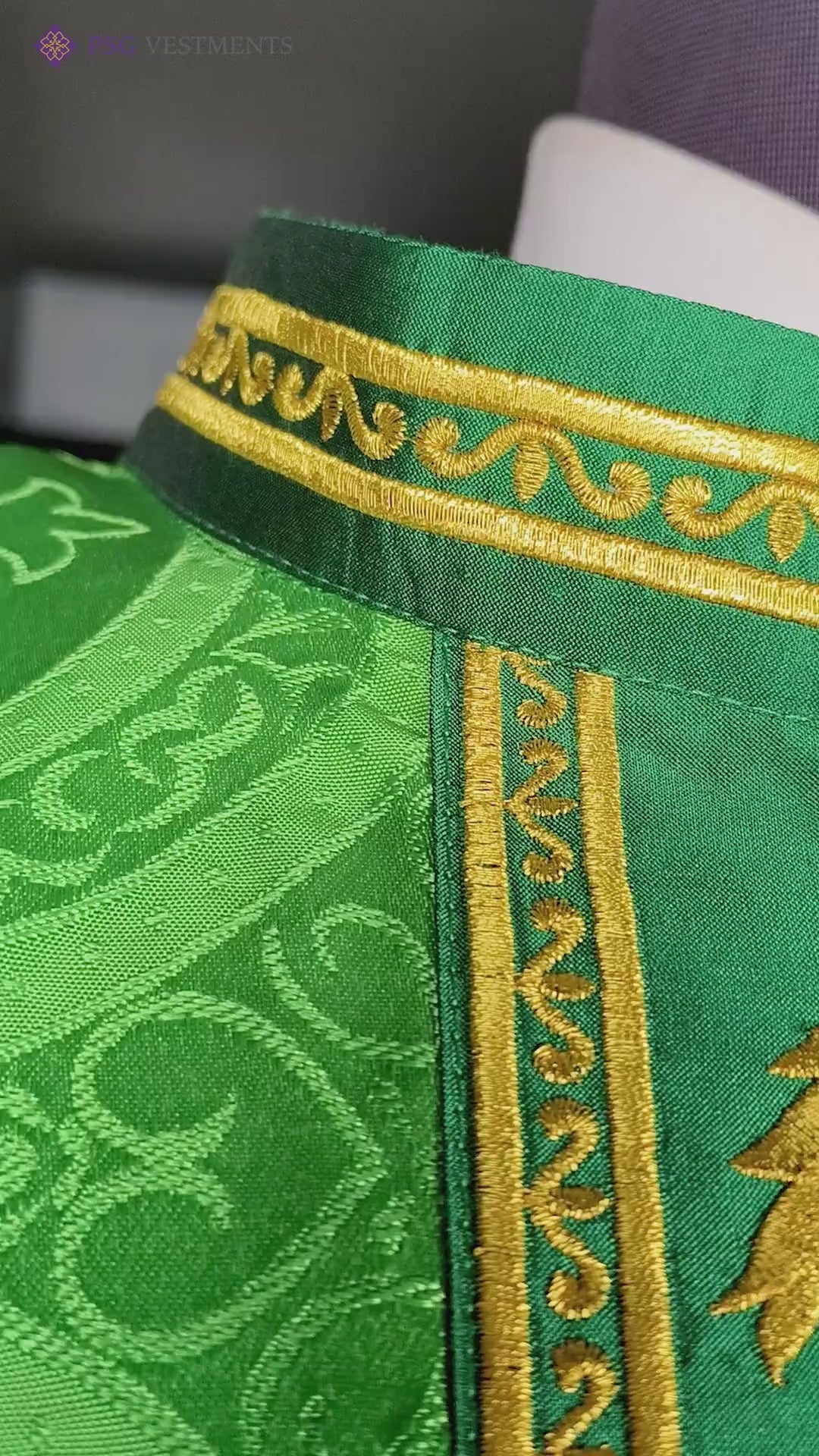 Gothic Chasuble with Ornate Pelican and Cross Embroidery