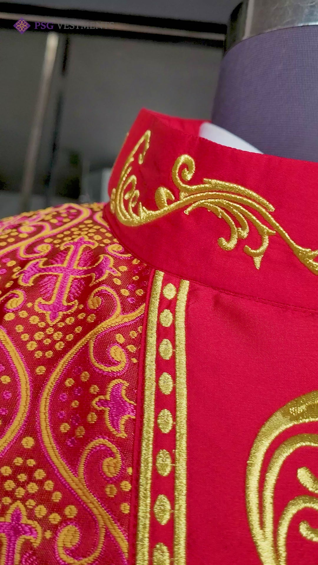 Gothic Style Chasuble with Sacred Heart Embroidered Orphrey