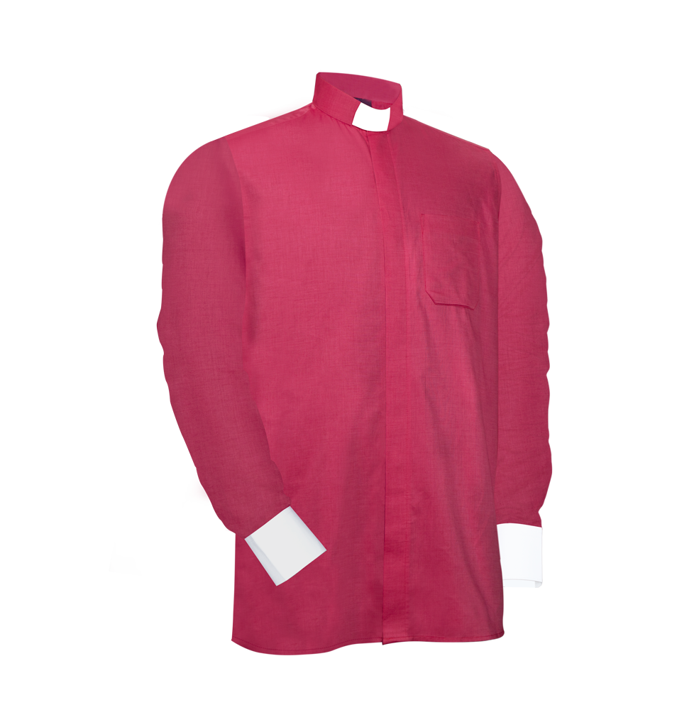 Purple Long-Sleeve Tab Collar Clergy Shirt- Hidden button placket