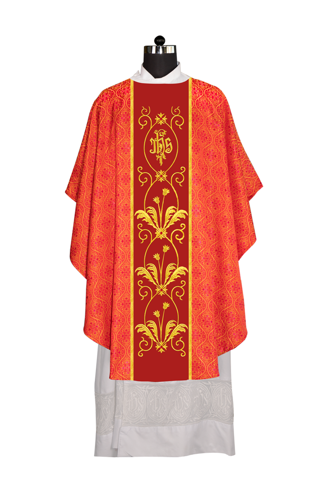 Gothic style chasuble enriched with Spiritual motifs