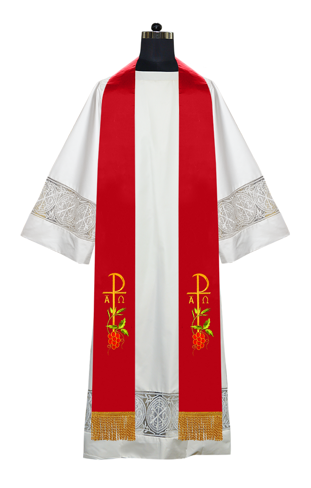Chi Rho with Grapes Embroidered Stole