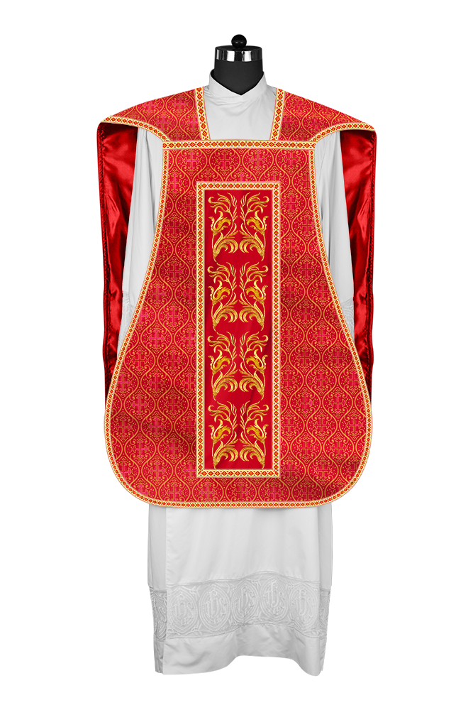 Roman Chasuble Vestment With Woven Braids and Trims