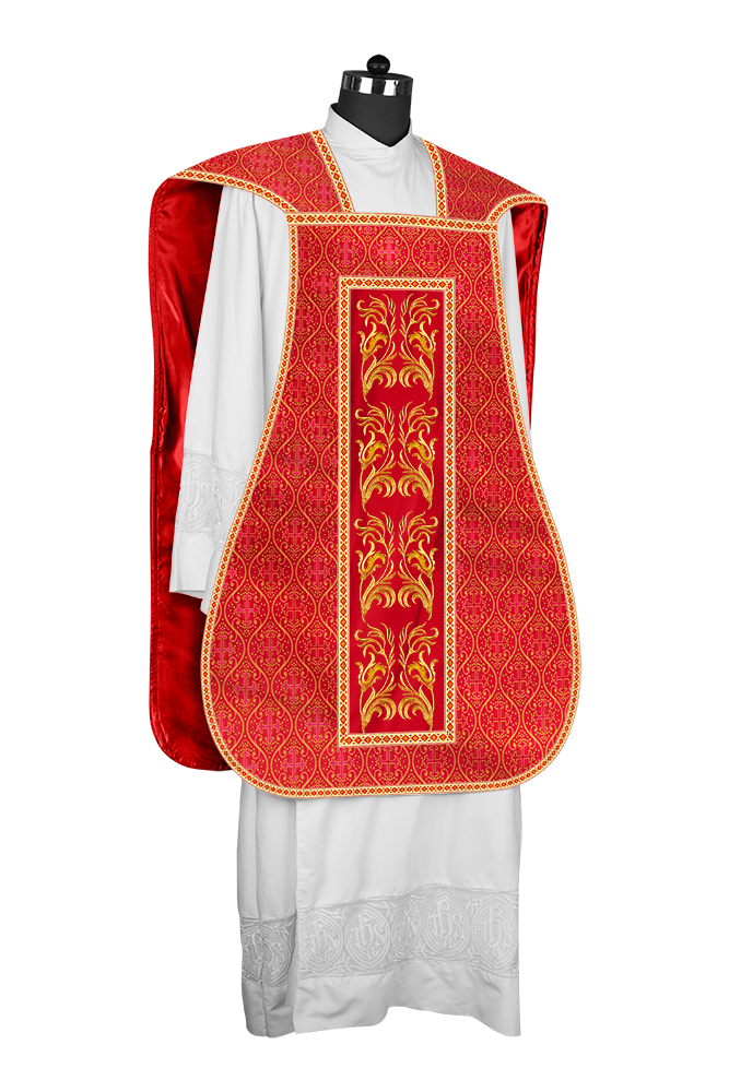 Roman Chasuble Vestment With Woven Braids and Trims