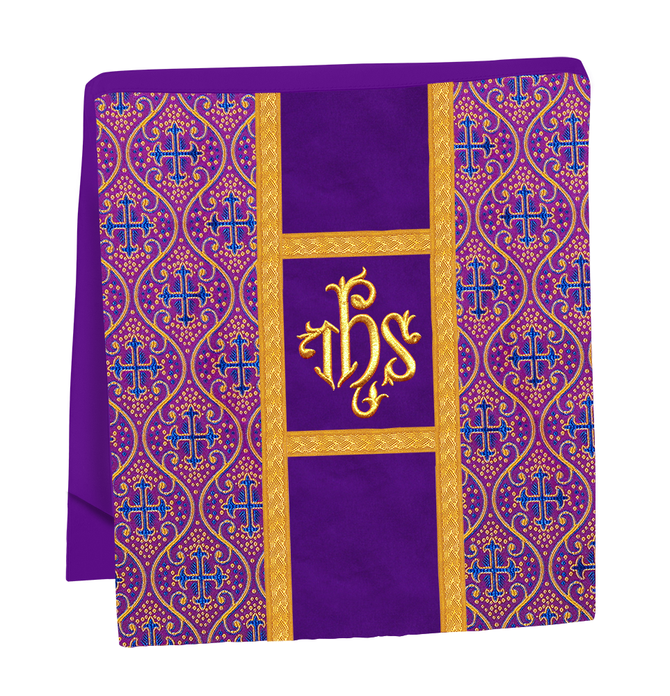 Fiddleback Vestment with Motif and woven Braided Trims