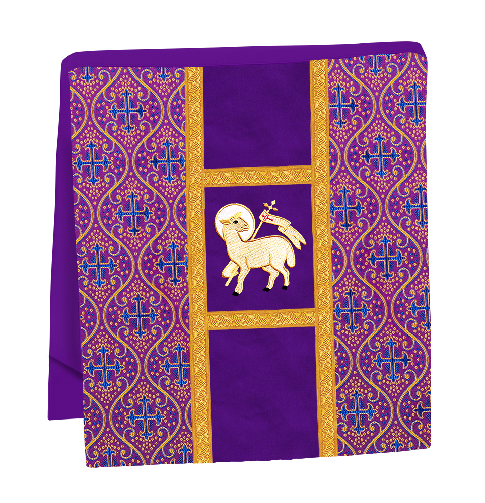 Fiddleback Vestment with Motif and woven Braided Trims