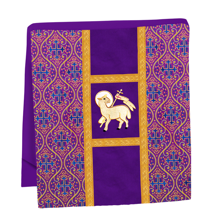 Fiddleback Vestment with Motif and woven Braided Trims