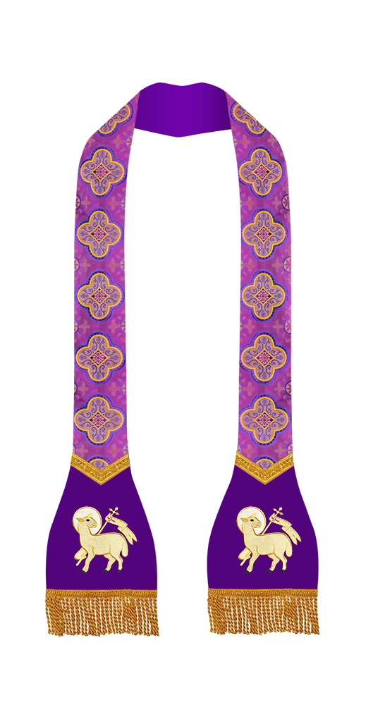 Spiritual Roman Stole with Embroidered Motif