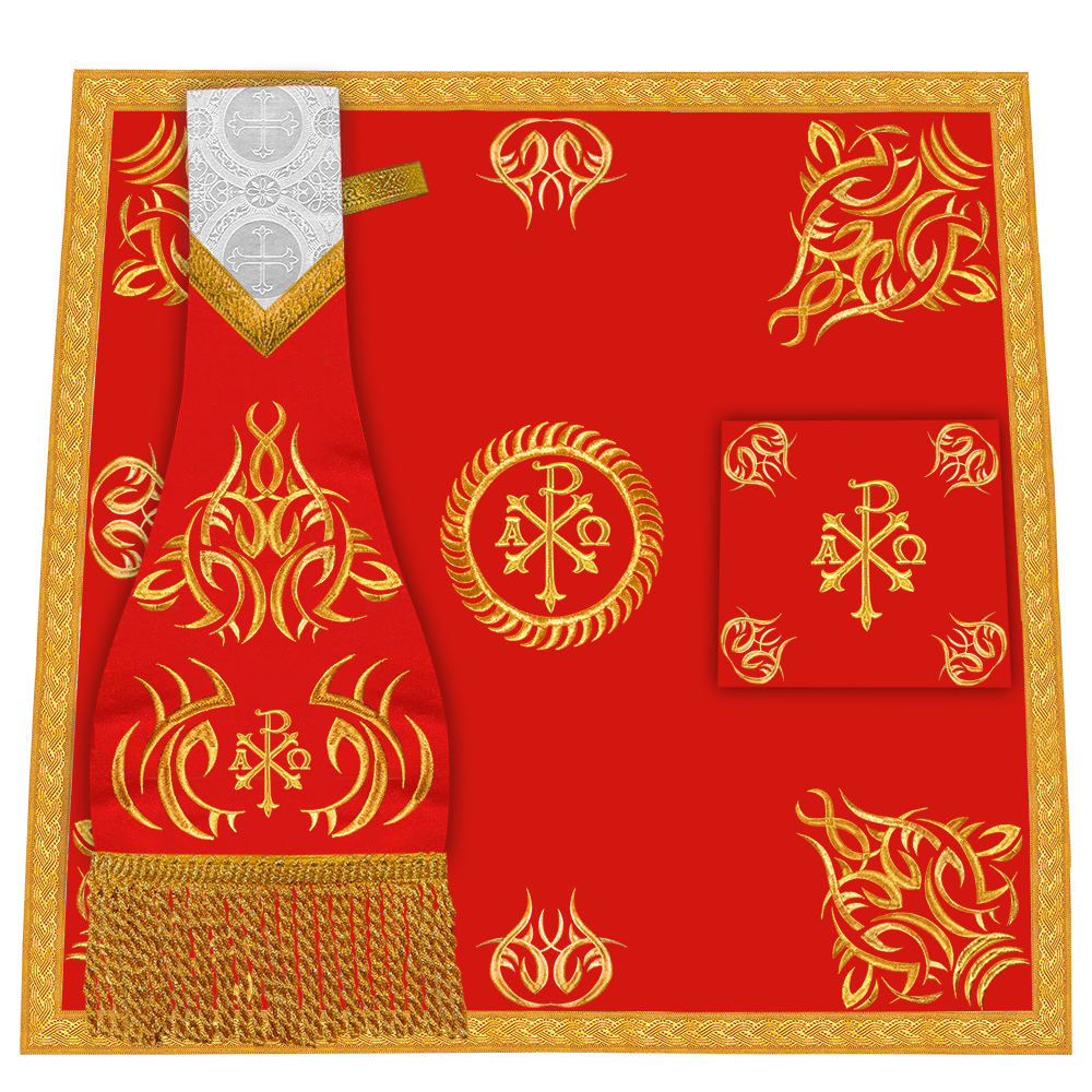 Set of Four Roman Chasuble with Embroidered Trims