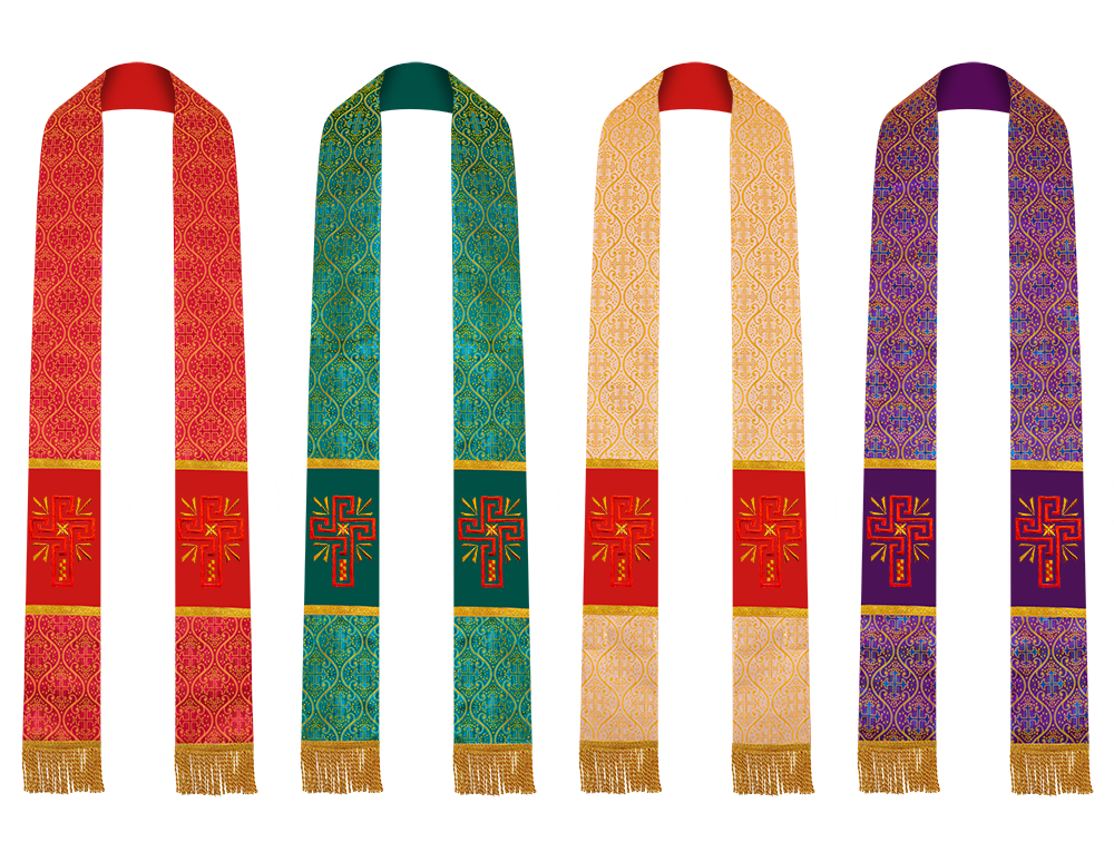 Set of 4 Glory Cross Embroidered Priest Stole