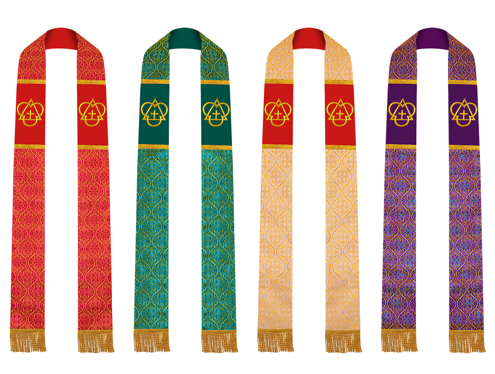 Set of 4 Trinity Motif Embroidered Clergy Stole