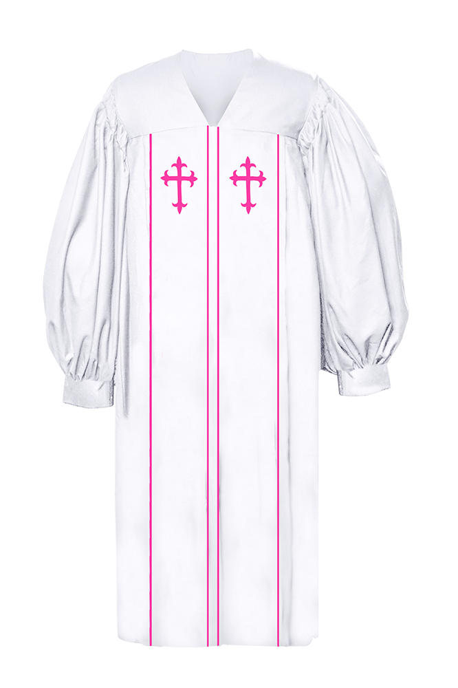 White Pulpit Robe with Trims
