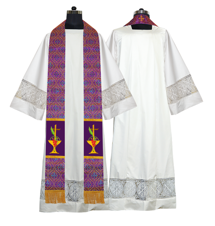 Communion Motif Embroidered Priest Stole