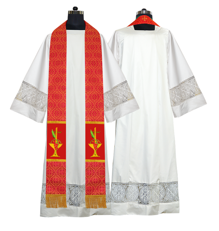 Communion Motif Embroidered Priest Stole