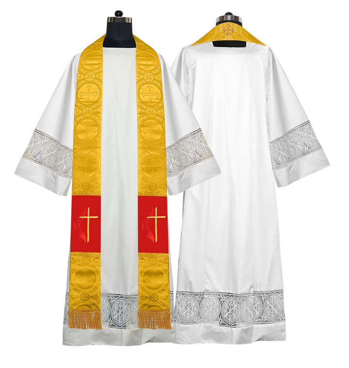 Cross and Flame Embroidered Priest Stole