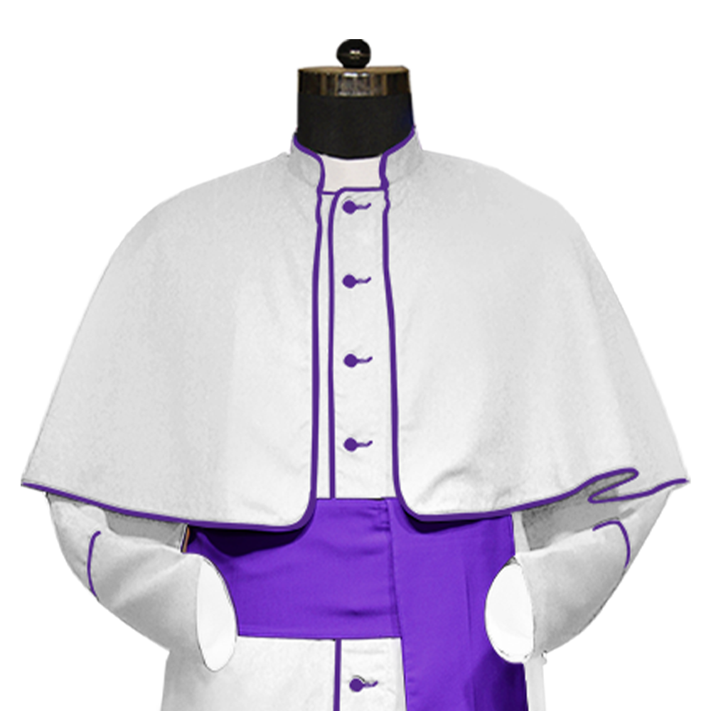 White Roman Cassock with trims