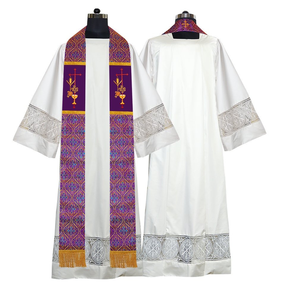 Set of 4 Emmer with IHS Embroidered Clergy Stole