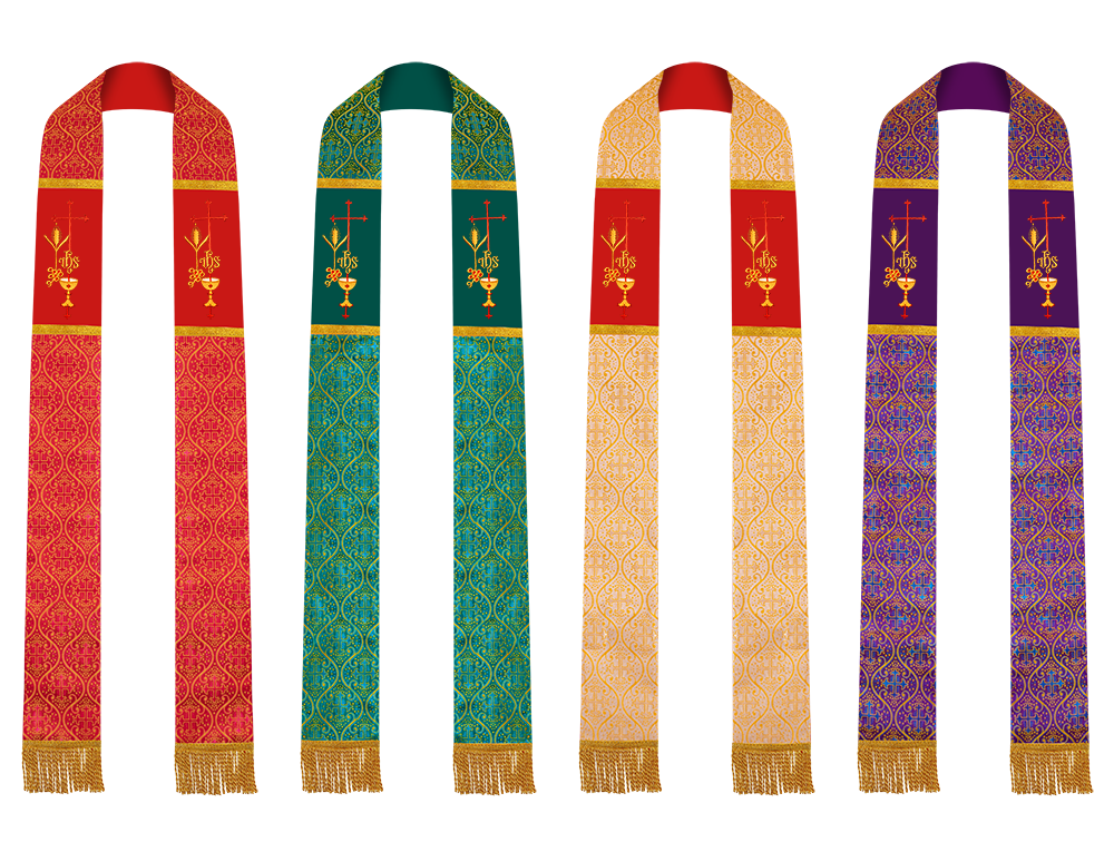 Set of 4 Emmer with IHS Embroidered Clergy Stole