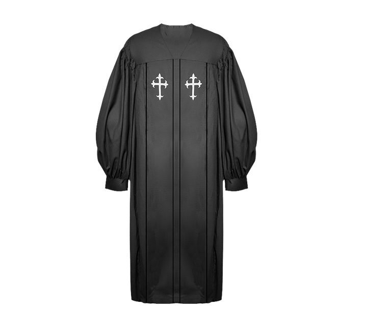 Black Pulpit Robe with Trims