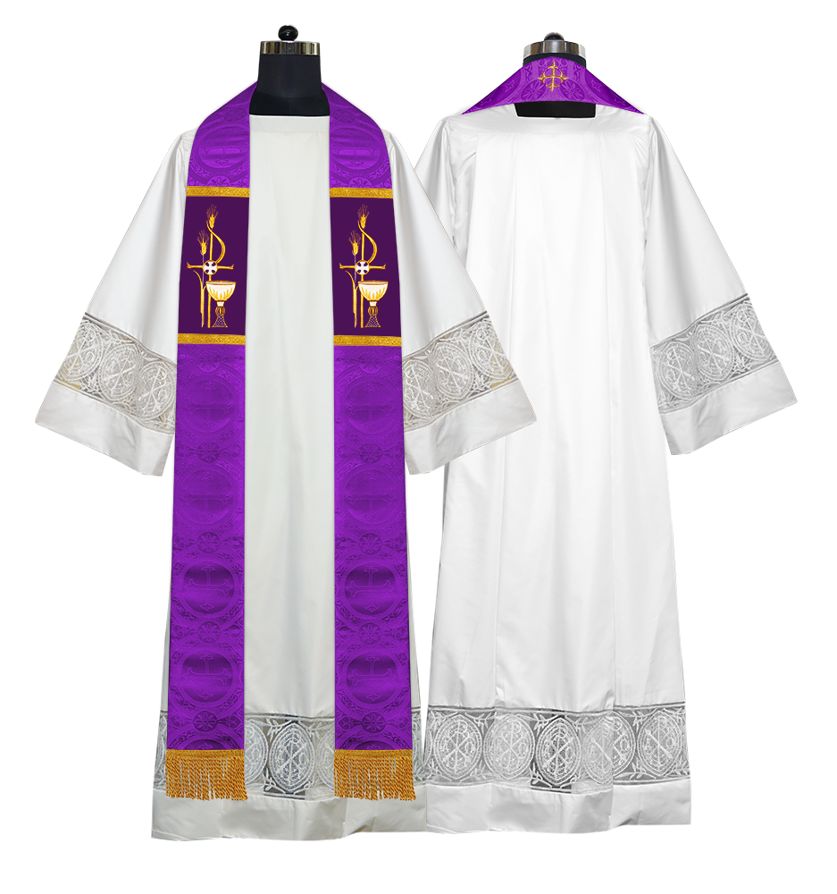 Set of 4 PAX with Chalice Embroidered Clergy Stole