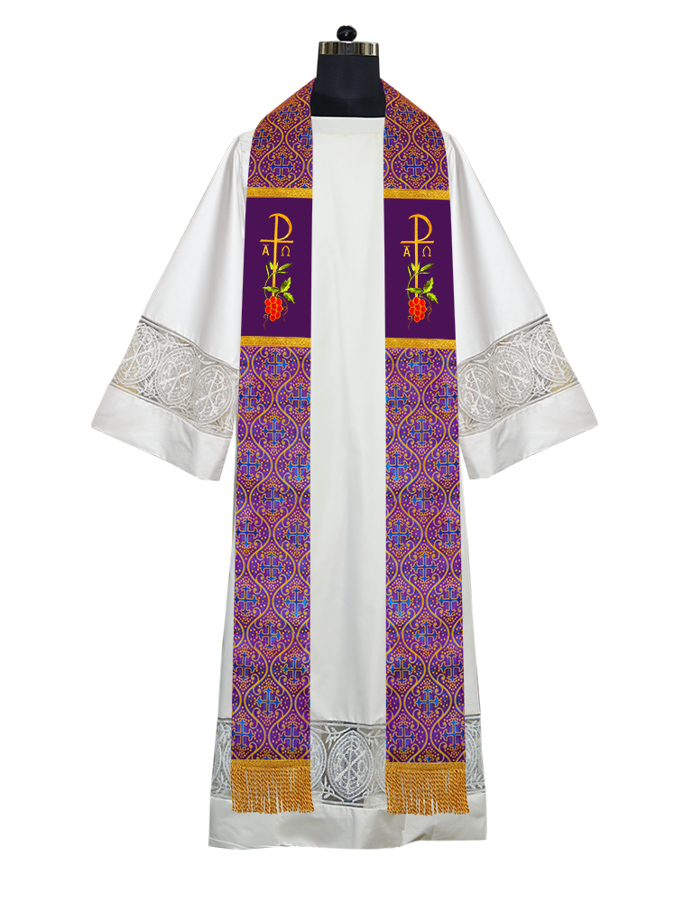 Set of 4 Chi Rho Embroidered Clergy Stole