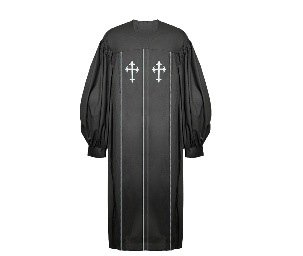 Black Pulpit Robe with Trims