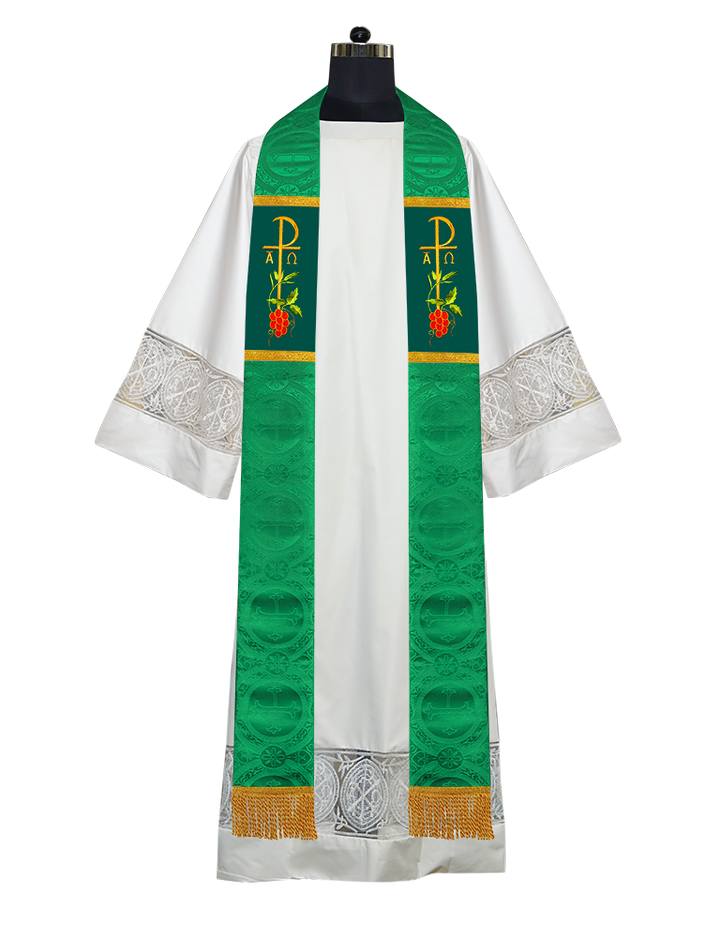 Set of 4 Chi Rho Embroidered Clergy Stole