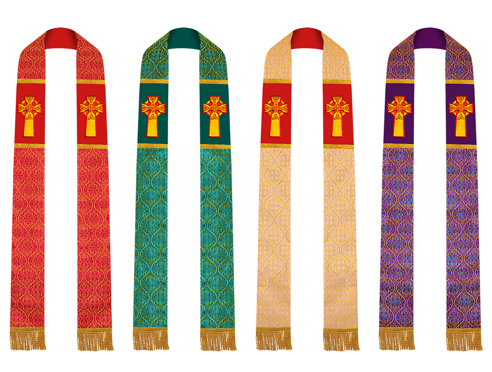 Set of 4 Clergy Stole with Celtic Cross Motif