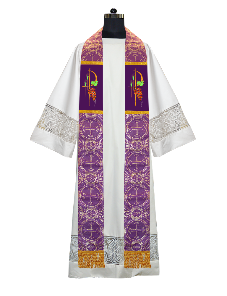 PAX with Grapes Embroidered Clergy Stole