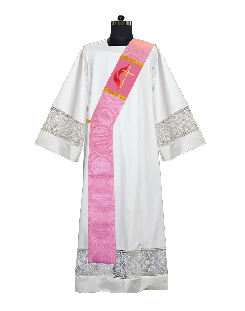 Cross and Flame Adorned Deacon Stole