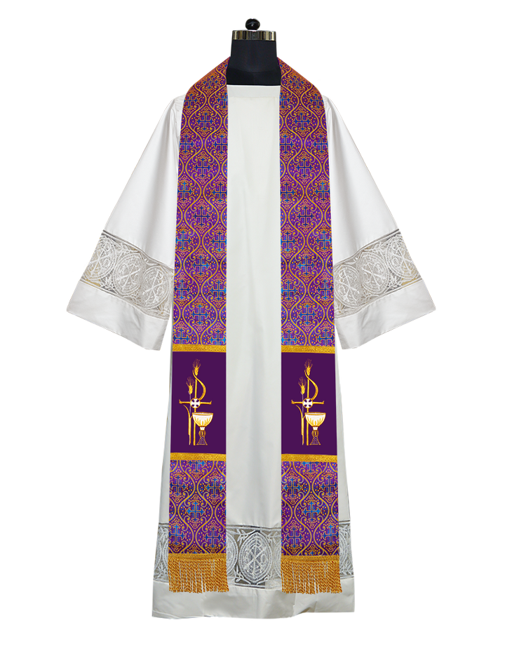 PAX with Chalice Embroidered Priest Stole