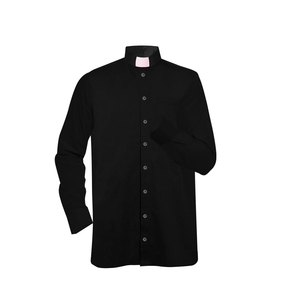 Clergy Shirt with Tab Collar - Black