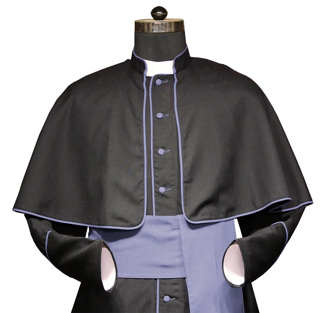 Cassock Rome Clergy Cassock Black Roman With Trims - PSG VESTMENTS