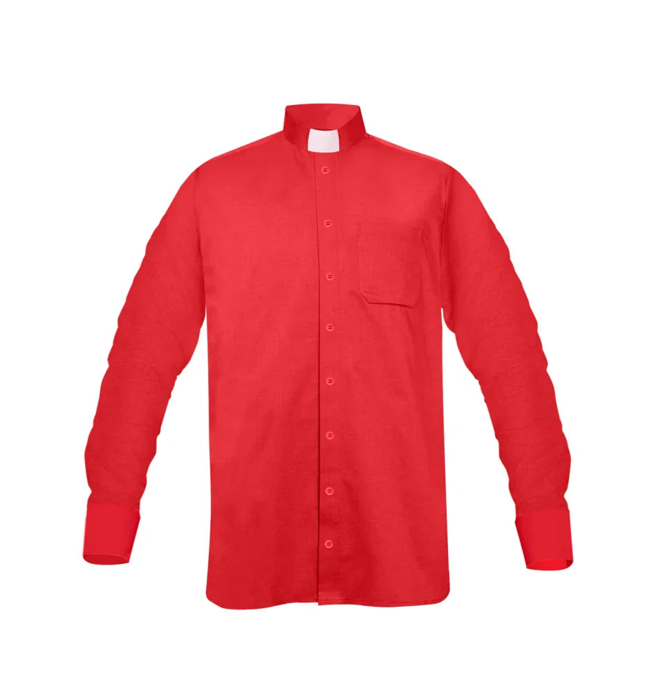 Clergy Shirt With Tab Collar - Red