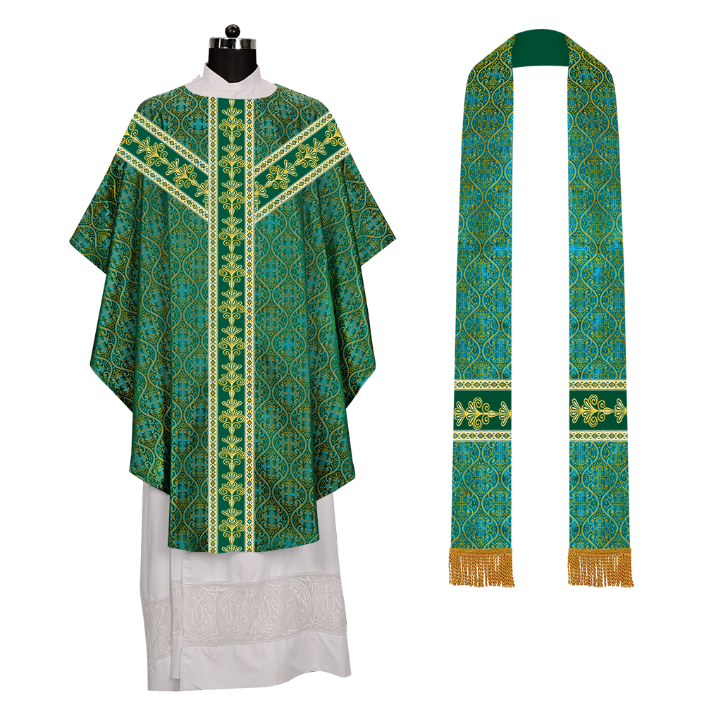 Gothic Chasuble Vestments With  Liturgical Motifs and Trims