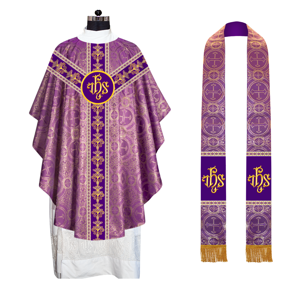 Gothic Chasuble Vestments With  Liturgical Motifs and Trims