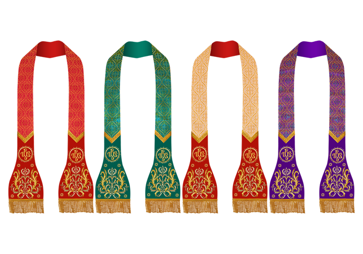 Set of 4 Catholic Stole with Embroidery Motif