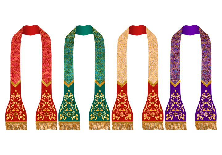 Set of 4 roman stole with floral design