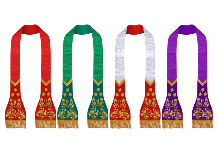 SET OF 4 ROMAN STOLE WITH GRAPES EMBROIDERY