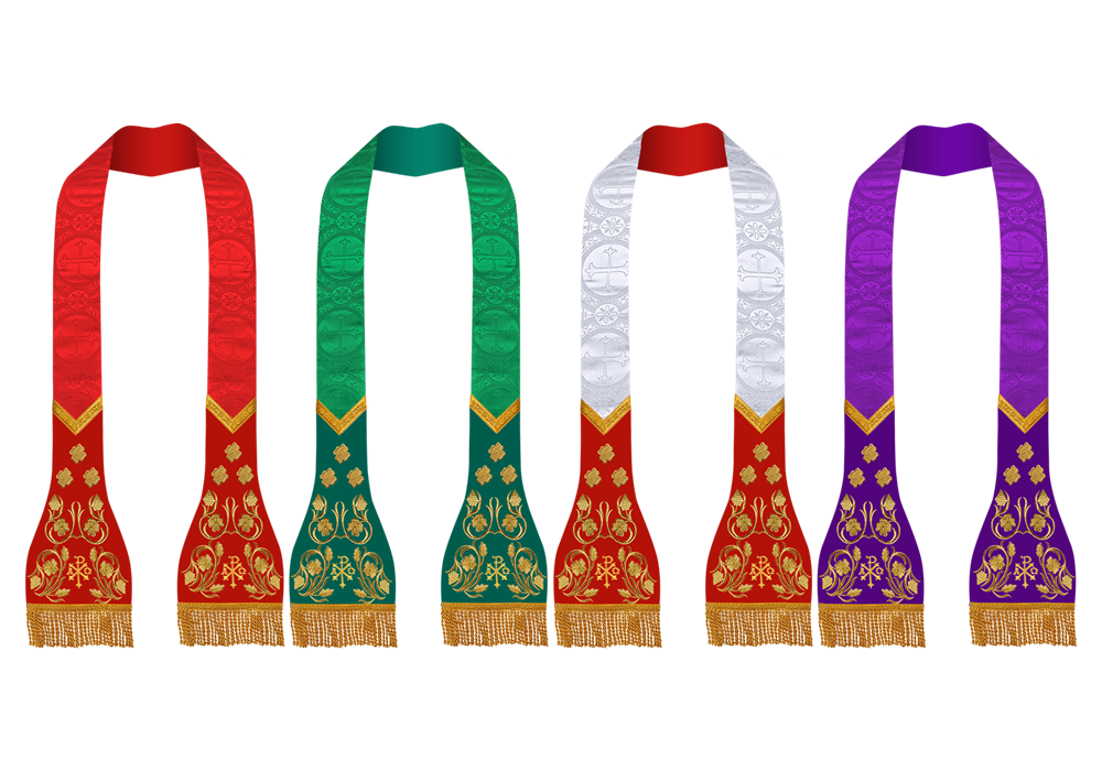SET OF 4 ROMAN STOLE WITH GRAPES EMBROIDERY