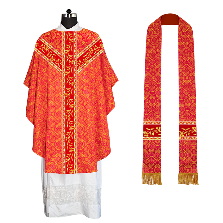Gothic Chasuble Vestments With Floral Design and Trims